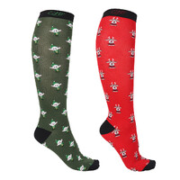 2pk- QHP Christmas Knee Socks - Elf and Rudolph