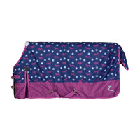 Horze Tucker 100g Turnout Rug - Purple/Blue Pony Print -sizes 5'0-6'0