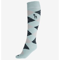 Horze Alana Checked Summer Socks - Corydalis Light Blue/ Pebble Grey