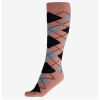 Horze Alana Checked Summer Socks - Peach Amber Pink/ Black