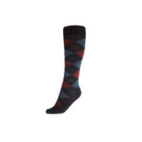 Horze Alana Checked Summer Socks - Dark Navy/ Burgundy Red Mahogany