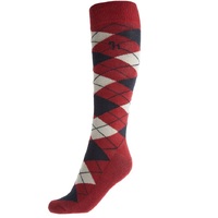 Horze Alana Checked Sock- Merlot Wine Red/ Dark Navy