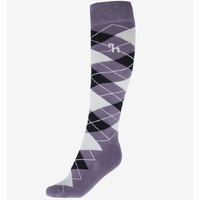 Horze Alana Checked Sock- Grey Ridge Violet/ Snow White