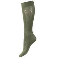 Horze Women's Emblem Thin Riding Socks - Beetle Khaki Green
