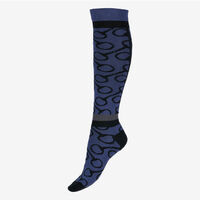 Horze Jacquard Knit Riding Knee Socks - Marlin Blue/ Black