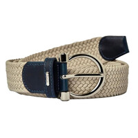 Horze Yara Unisex Stretch Belt - Cement Beige - Dark Navy