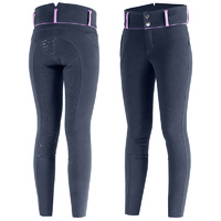 Horze Daniela Junior Full Silicone Seat Breeches - Navy and Pink