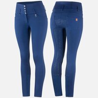 Horze Tara Ladies Silicone Full Seat Breeches - Blue Print Dark Blue