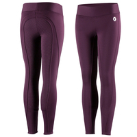 Horze Active Junior Full Silicone Seat Tights - Prune Purple - Size 6yrs only