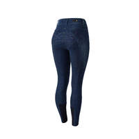 Horze Kaia Denim Silicone Full Seat Breeches with Crystals - Denim Blue- Size 34 (AU 6) Only