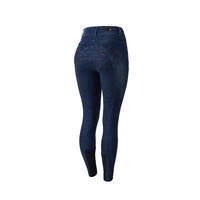 Horze Kaia Denim Silicone Full Seat Breeches with Crystals - Denim Blue