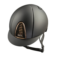 In Stock - KEP Helmet Chromo 2.0 Matt Black, Rose Gold Frame and Crystal Logo