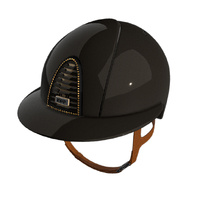 In Stock - KEP Helmet Chromo 2.0 Brown Polish, Champagne Swarovski Crystals, Polo visor