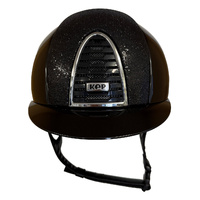 In Stock - KEP Helmet Chromo 2.0 Glitter Black Front, with Shine Black shell