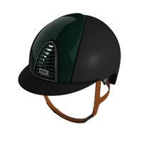 In Stock - KEP Helmet Chromo 2.0 Textile Black, Polish Dark Green Front, Silver Swarovski Frame