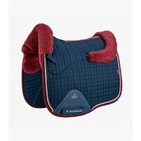 PEI Merino Wool European Dressage Saddle Pad - Navy / Burgundy - Full size