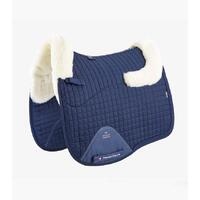 PEI Merino Wool European Dressage Saddle Pad - Navy/Natural Wool - Full size
