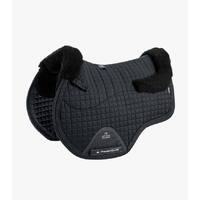 Premier Equine Merino Wool European GP/Jump Saddle Pad - Black/Black Wool- Full Size