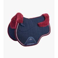 Premier Equine Merino Wool European GP/Jump Saddle Pad - Navy/Burgundy Wool - Full size