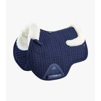 Premier Equine Merino Wool European GP/Jump Saddle Pad - Navy/Natural Wool - Full size