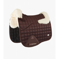 PEI Atlantis Satin Wool Dressage Saddle Pad - Brown /Natural Wool - Full size