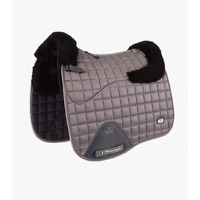 PEI Atlantis Satin Wool Dressage Saddle Pad - Grey / Black Wool - Full size