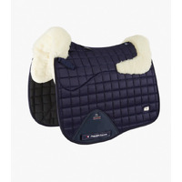 PEI Atlantis Satin Wool Dressage Saddle Pad - Navy/Natural Wool - Full size