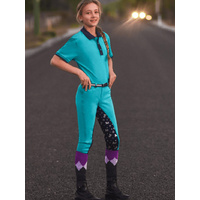 Peter Williams Childs Unicorn Printed Pull-on Jodhpurs - Turquoise 
