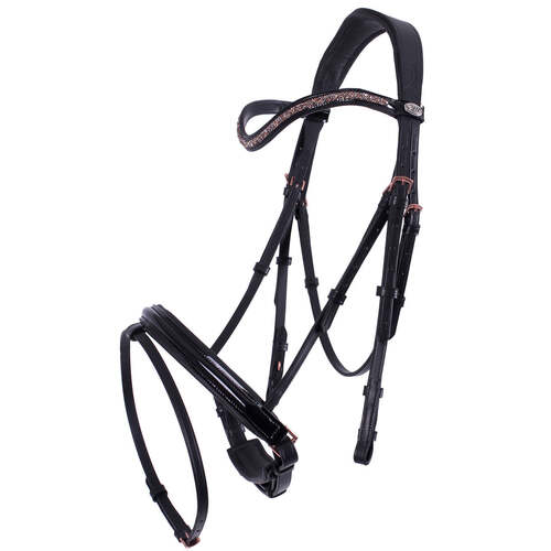 QHP Amor Bridle - Black/ Rose Gold
