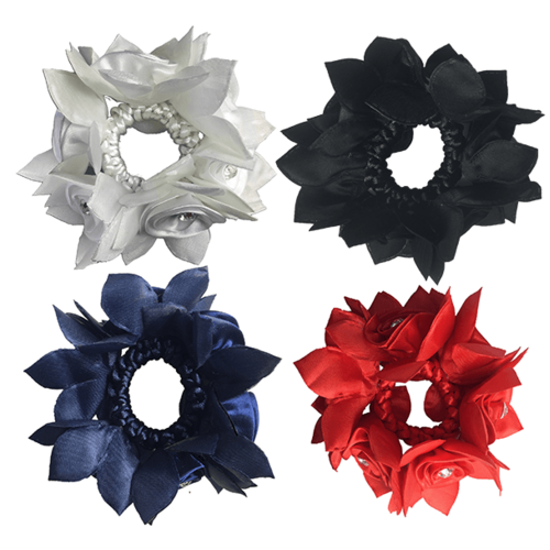 Rose Petal Hair Scrunchie with Crystals