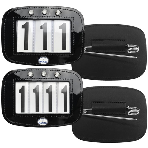 Hamag Swarovski & Patent Leather Saddle Cloth Number Holders (Pair)