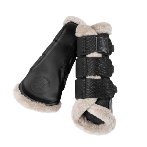 Eskadron Glitter Mesh Faux Fur Tendon Boots - Black