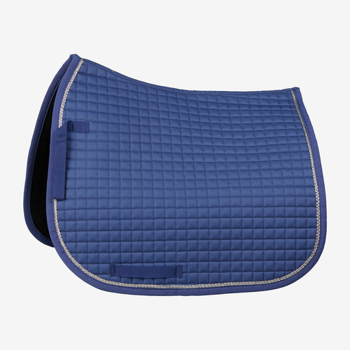 Horze Glarus Dressage  Saddle Pad with Metallic Braiding - Marlin Blue