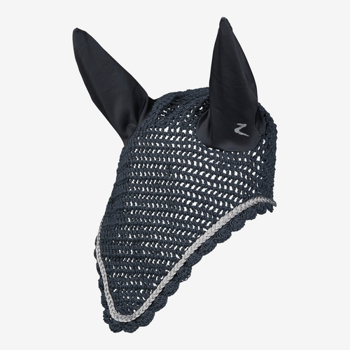 Horze Glarus Ear Net with Metallic Braiding -  Iron Gate Grey