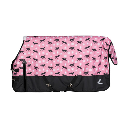 Horze Tucker Pony Turnout Blanket 100g - Black/Sea Pink