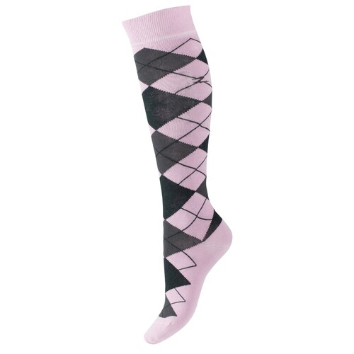 Horze Alana Checked Summer Socks - Dawn Purple/Magnet Grey