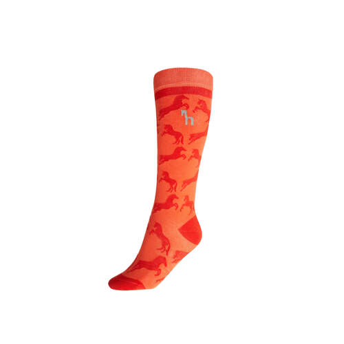 Horze Kids Jacquard Knit Riding Socks - Mandarine Orange