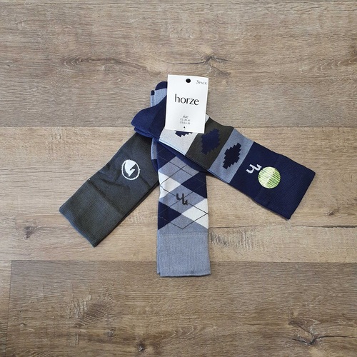 Horze Bamboo Knee Socks (3-Pack) - Inkwell Blue/ Beetle Green