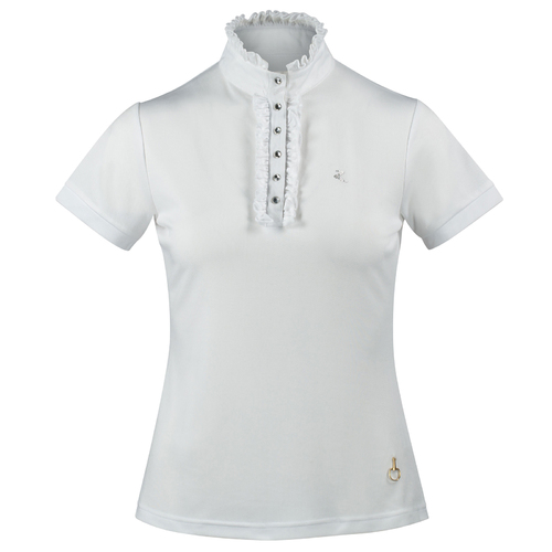 Horze Christel Ladies Ruffle Show Shirt - White