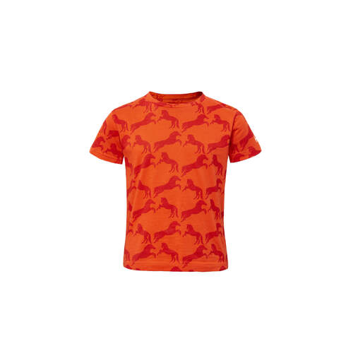 Horze Micky Kids Printed Organic Cotton T-Shirt - Mandarine Orange