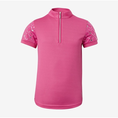 Horze Fia Kids Short Sleeve Training/Show Shirt - Azalea Pink