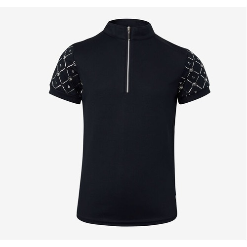 Horze Fia Kids Short Sleeve Training/Show Shirt - Peacoat Dark Blue