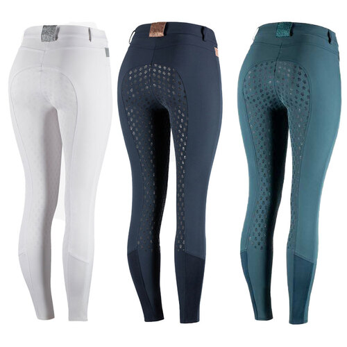 Horze Sienna Women's Silicone Full Seat Breeches Size: 42 (AU 14) in Colour: White Only
