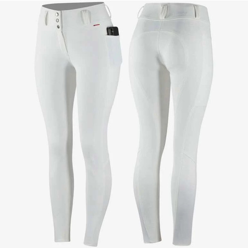B Vertigo Beatrice Women's High Waist Breeches with Silicone Full Seat - White