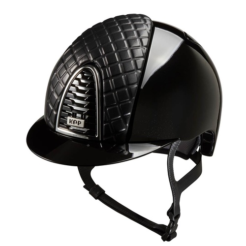 In Stock - KEP Helmet Chromo 2.0 Black Polish, Milano Leather Front