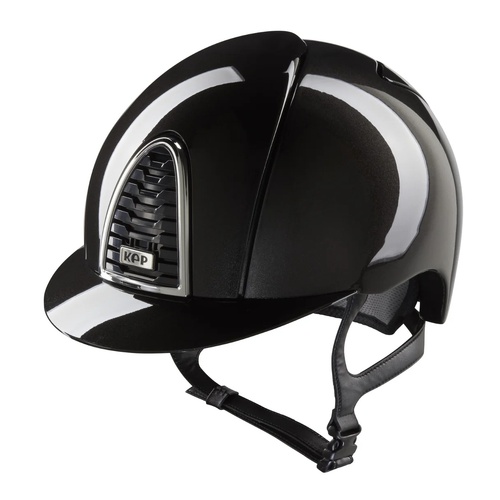 In Stock - KEP Helmet Chromo 2.0  Shine Black, Chrome Frame and Black Grid