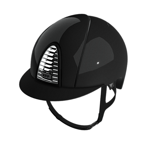 In Stock - KEP Helmet Chromo 2.0  Shine Black, Black Frame and Chrome Grid