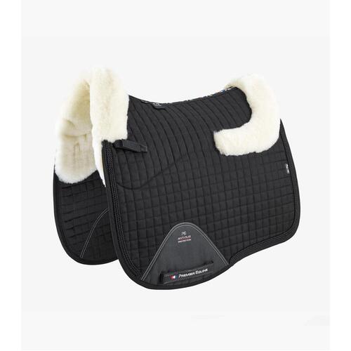 PEI Merino Wool European Dressage Saddle Pad - Black/ Natural Wool - Full size