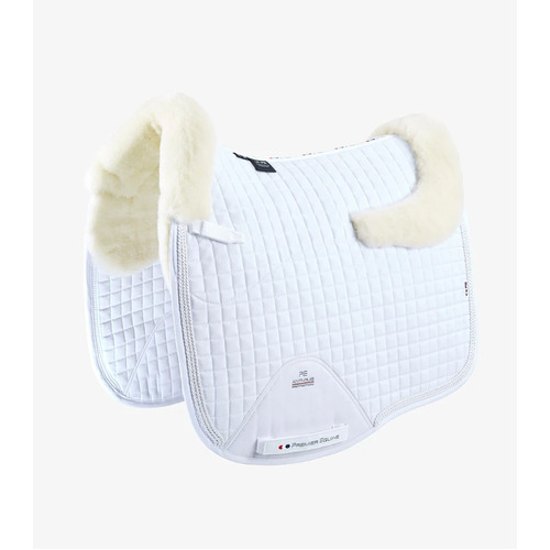 PEI Merino Wool European Dressage Saddle Pad - White/Natural Wool - Full size