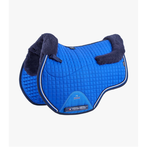 Premier Equine Merino Wool European GP/Jump Saddle Pad - Royal Blue/Navy Wool - Full size